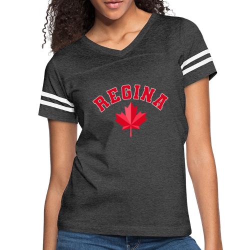 Regina with maple leaf - Women's V-Neck Football Tee
