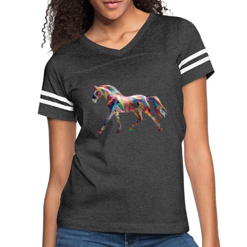 Colorful Abstract Horse Art Design - Women's V-Neck Football Tee