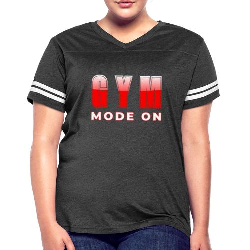 Gym Mode On Fitness Typography Design - Women's V-Neck Football Tee