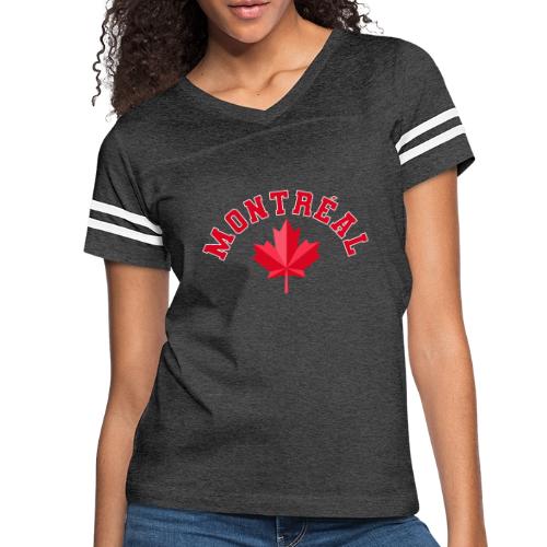 Montréal with maple leaf - Women's V-Neck Football Tee
