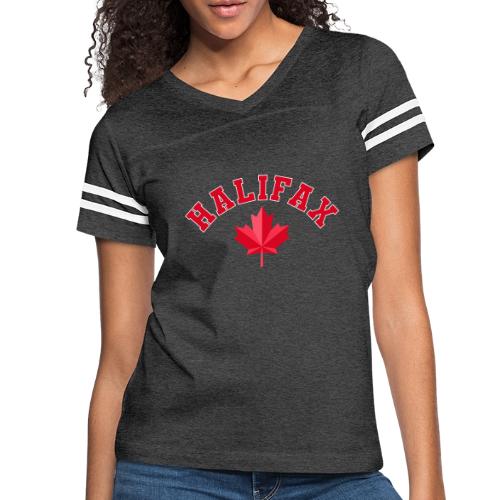 Halifax with maple leaf - Women's V-Neck Football Tee