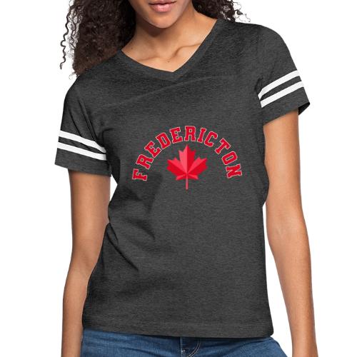 Fredericton with maple leaf - Women's V-Neck Football Tee