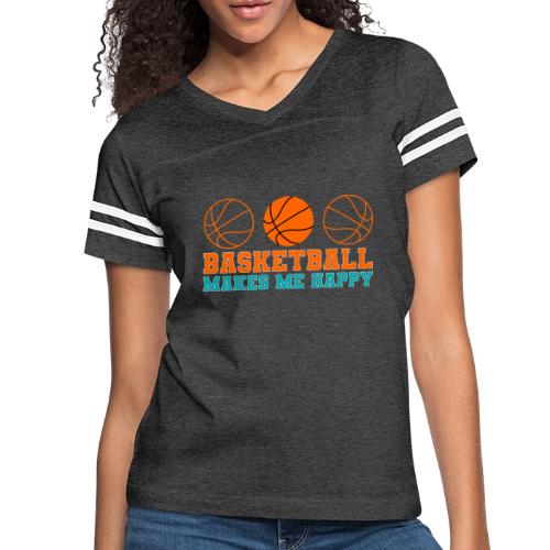 Basketball makes me happy - Women's V-Neck Football Tee