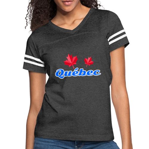 Québec with two red maple leaves - Women's V-Neck Football Tee