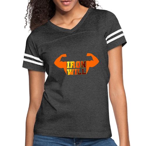 Bodybuilding: Iron Will Power - Women's V-Neck Football Tee