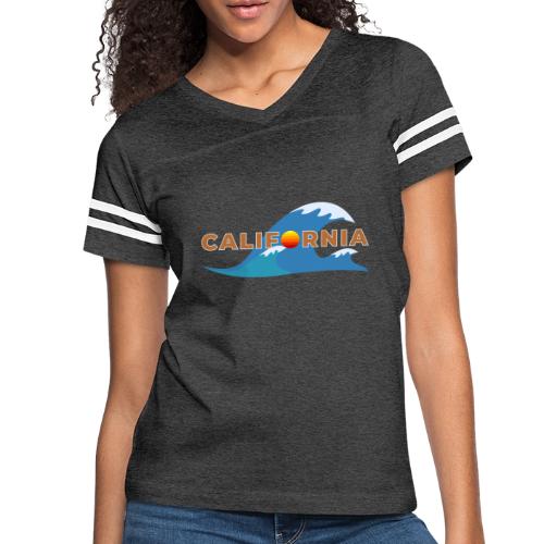 Blue Wave California - Women's V-Neck Football Tee