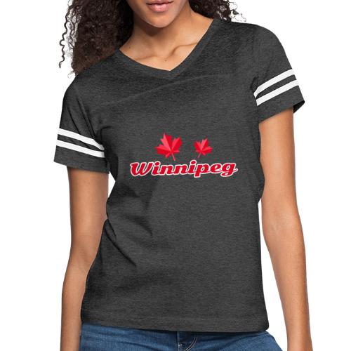 Winnipeg with two red maple leaves - Women's V-Neck Football Tee
