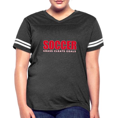 Soccer Grass Cleats Goals Typography Design - Women's V-Neck Football Tee