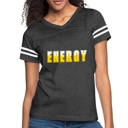 ENERGY Electric Yellow Power Word Design - Women's V-Neck Football Tee