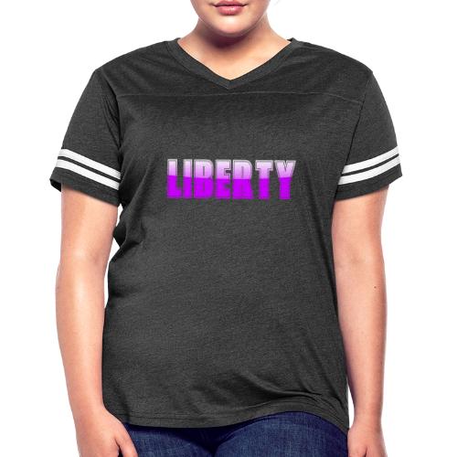 Liberty Typography Graphic Design - Women's V-Neck Football Tee