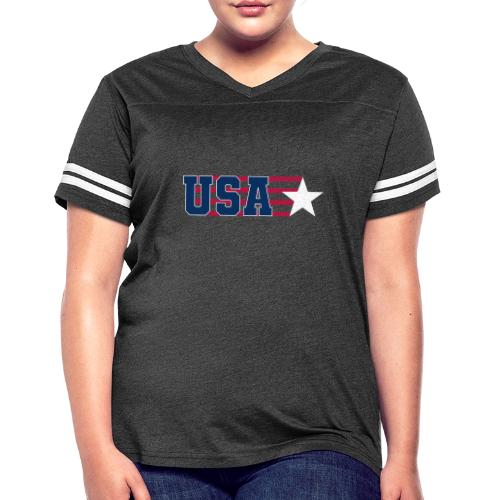 Star Stripe USA - Women's V-Neck Football Tee