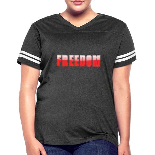 Freedom Typography Design - Women's V-Neck Football Tee