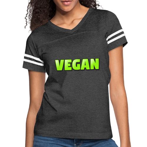 Vegan Bold Green Typography Design - Women's V-Neck Football Tee