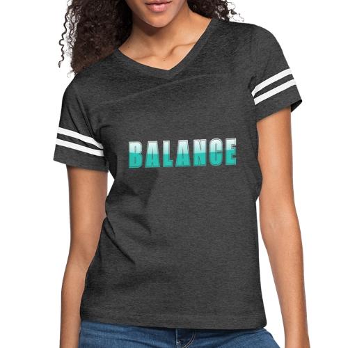 BALANCE Calm Teal Minimal Word Art Design - Women's V-Neck Football Tee