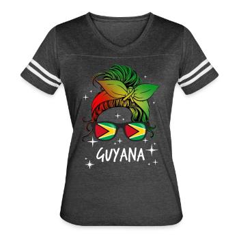 Guyana - Women's V-Neck Football Tee - vintage smoke/white - Front - Danielle (179cm)