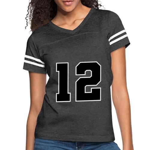 Varsity Number 12 Sports Design - Women's V-Neck Football Tee