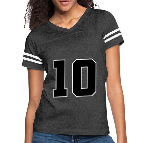 Varsity Number 10 Athletic Design - Women's V-Neck Football Tee