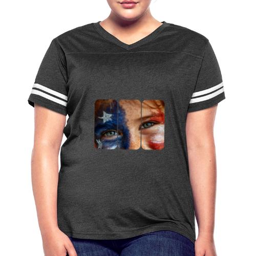 USA: Patriot Gaze - Women's V-Neck Football Tee