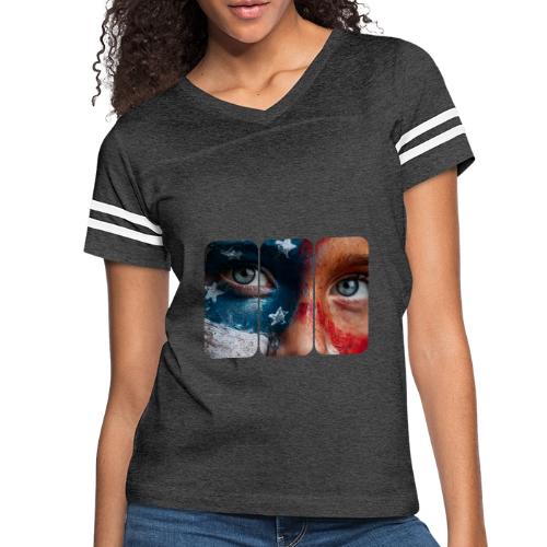USA: Star-Spangled Glance - Women's V-Neck Football Tee