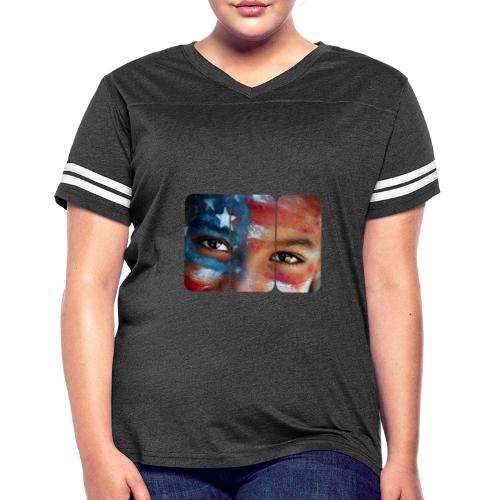 USA: Eyes of the Flag - Women's V-Neck Football Tee
