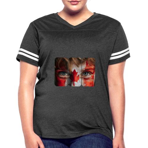 Canada: Maple Leaf Gaze - Women's V-Neck Football Tee