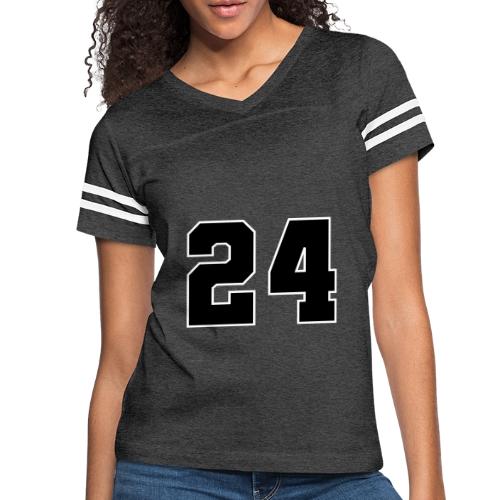 Varsity Number 24 College Font - Women's V-Neck Football Tee