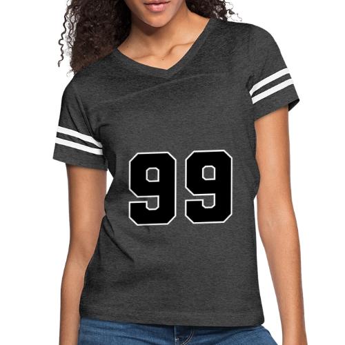 Varsity Number 99 Athletic Font - Women's V-Neck Football Tee