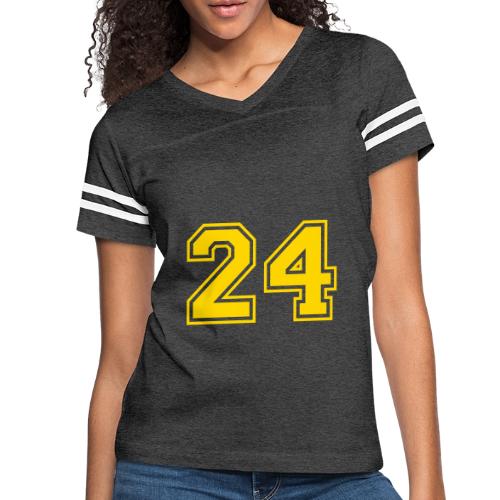 Number 24 in a classic athletic collegiate font - Women's V-Neck Football Tee