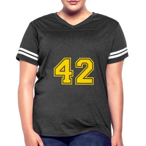 Number 42 in a classic athletic collegiate font - Women's V-Neck Football Tee