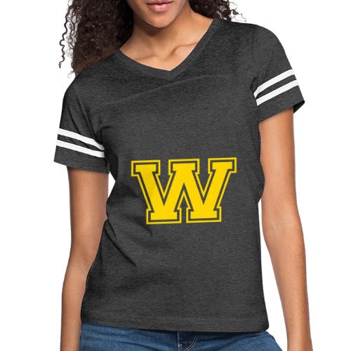 Letter W – Capital Athletic Alphabet Monogram - Women's V-Neck Football Tee