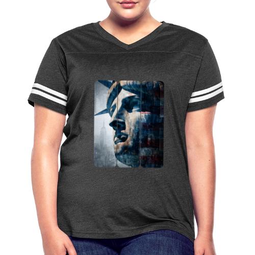 USA: Urban Liberty Triptych - Women's V-Neck Football Tee