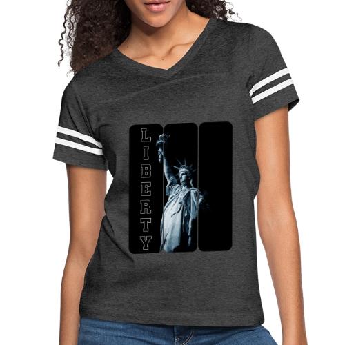 USA: Vertical Liberty - Women's V-Neck Football Tee