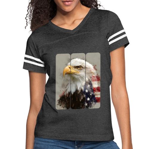 USA: Eagle of the Free - Women's V-Neck Football Tee