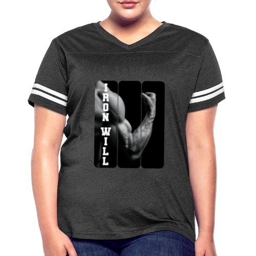 Bodybuilding: Iron Will - Women's V-Neck Football Tee