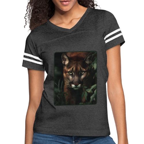 Cougar Jungle Predator Design - Women's V-Neck Football Tee