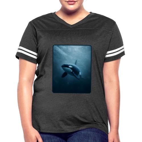 Orca Ocean Wildlife Design - Women's V-Neck Football Tee