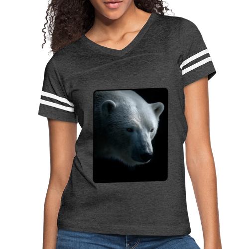 Polar Bear Close-Up Wildlife Design - Women's V-Neck Football Tee