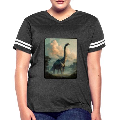 Brachiosaurus Prehistoric Scene Design - Women's V-Neck Football Tee