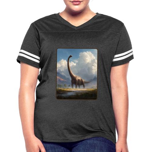 Brachiosaurus Valley Landscape Design - Women's V-Neck Football Tee
