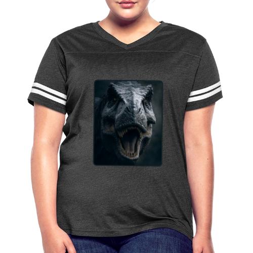 T Rex Cinematic Close-Up Design - Women's V-Neck Football Tee