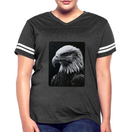 Black White Bald Eagle Design - Women's V-Neck Football Tee