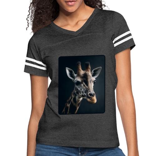 Majestic Giraffe Artistic Portrait Design - Women's V-Neck Football Tee