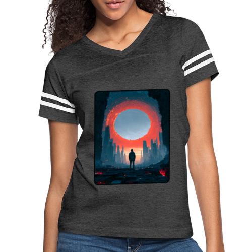 Cosmic Portal Future City Design - Women's V-Neck Football Tee