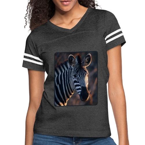 Majestic Zebra Sunset Portrait Design - Women's V-Neck Football Tee
