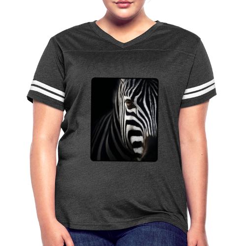 Zebra High Contrast Portrait Design - Women's V-Neck Football Tee