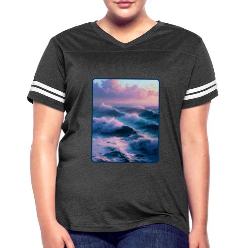 Dreamy Pastel Ocean Sunset Art - Women's V-Neck Football Tee