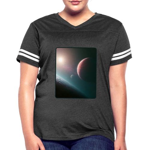 Deep Space Planet Horizon Art - Women's V-Neck Football Tee