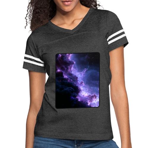 Purple Nebula Space Design - Women's V-Neck Football Tee