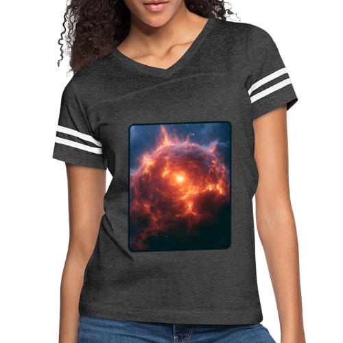 Exploding Supernova Space Art - Women's V-Neck Football Tee