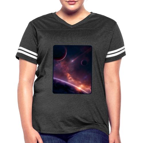 Cosmic Sunset Nebula Space Art - Women's V-Neck Football Tee